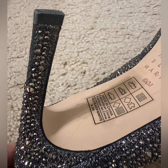 White House Black Market Hematite-Embellished High Heel Silver Jeweled Pumps 8.5 - Picture 11 of 12